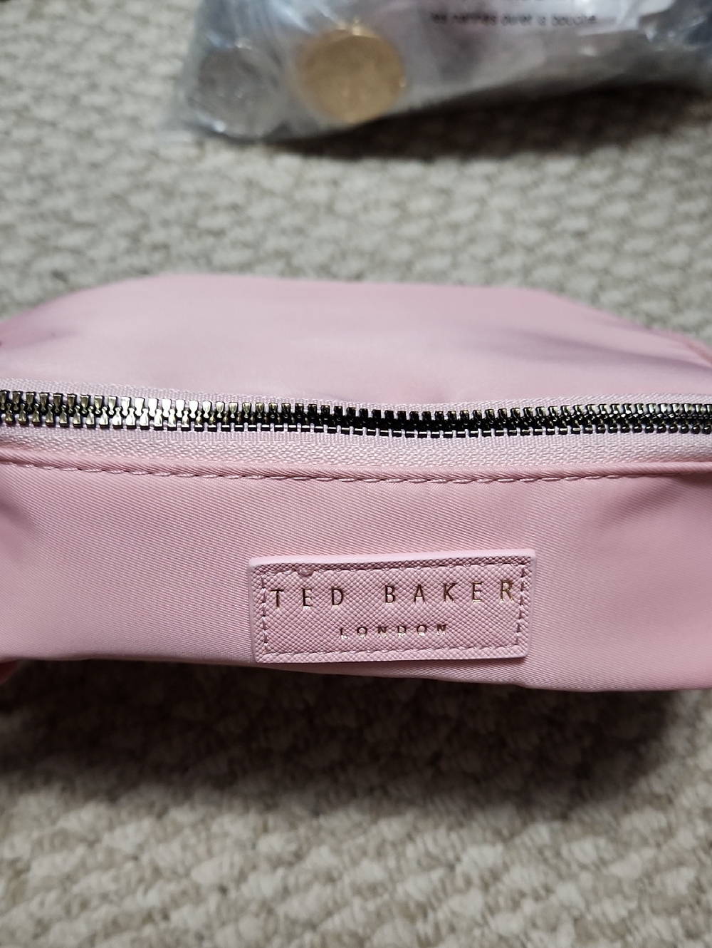 Ted Baker Light Pink Nylon Zip Cosmetic Case